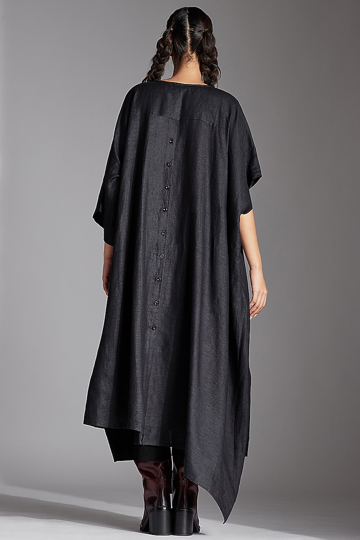 Slate Grey Linen Kaftan Style Shirt by Chola at Pernia's Pop Up Shop