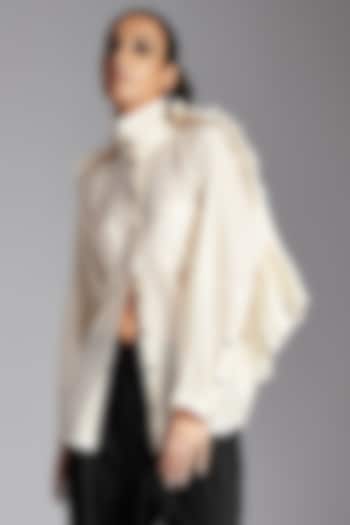 White Organic Cotton Backless Frill Shirt by Chola at Pernia's Pop Up Shop
