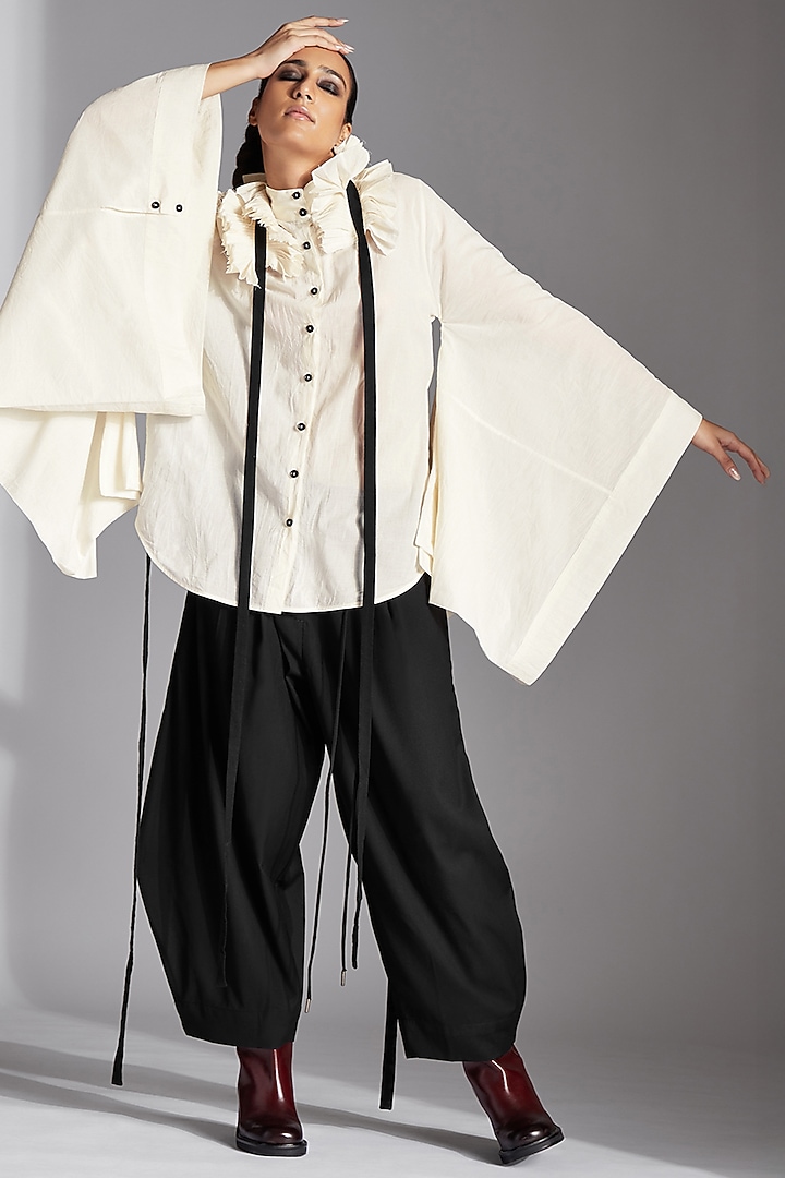 White Organic Cotton Backless Shirt by Chola at Pernia's Pop Up Shop