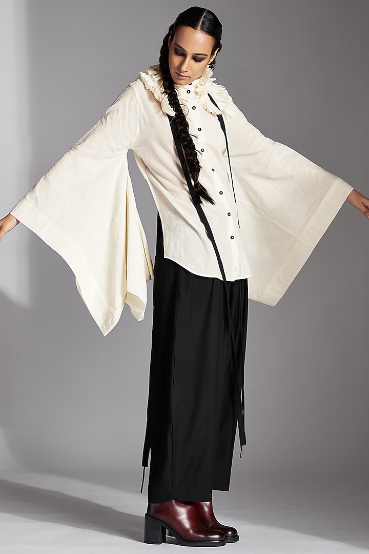 White Organic Cotton Backless Shirt by Chola at Pernia's Pop Up Shop