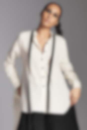 White Organic Cotton Deconstructed Shirt by Chola at Pernia's Pop Up Shop