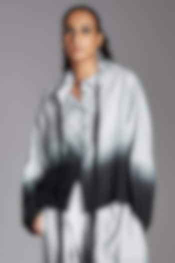Black Linen Crop Barrel Shape Shirt by Chola at Pernia's Pop Up Shop