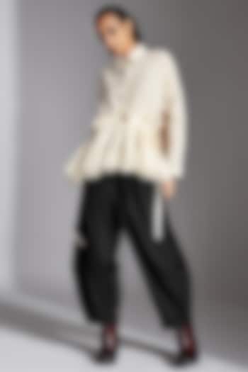 White Organic Cotton Cropped Shirt by Chola at Pernia's Pop Up Shop