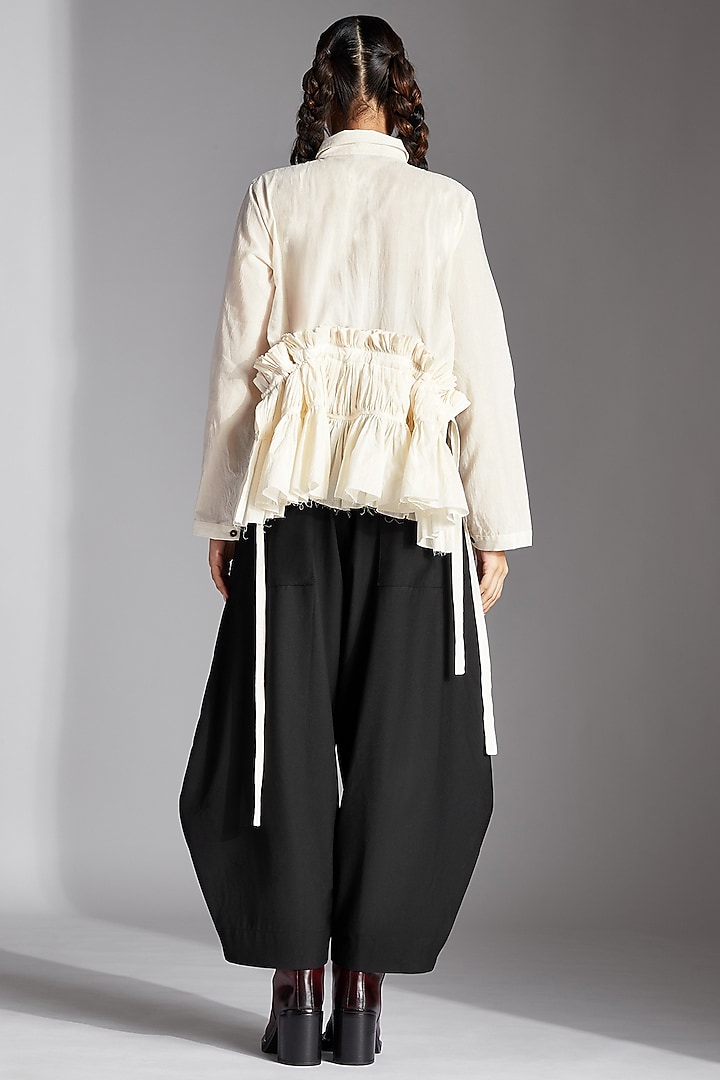 White Organic Cotton Cropped Shirt by Chola at Pernia's Pop Up Shop