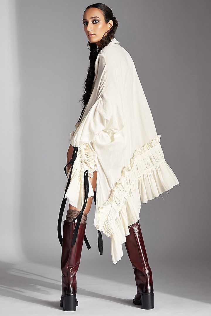 White Organic Cotton Deconstructed Shirt by Chola at Pernia's Pop Up Shop