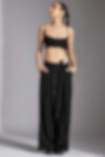 Black Organic Cotton Low-Crotch Trousers by Chola at Pernia's Pop Up Shop