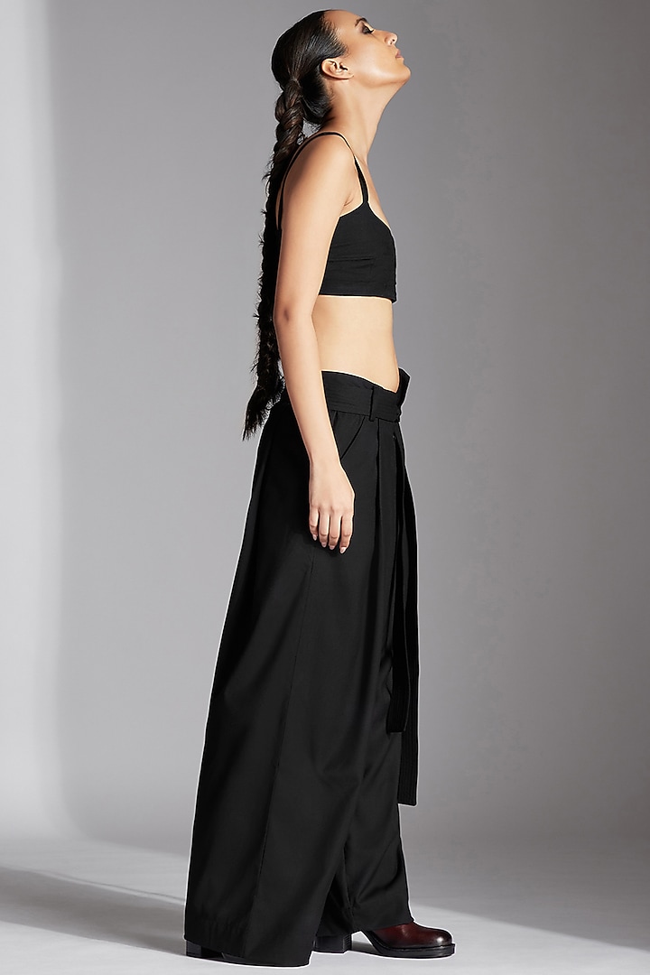 Black Organic Cotton Low-Crotch Trousers by Chola at Pernia's Pop Up Shop