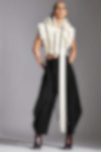 Black Linen Barrel Trousers by Chola at Pernia's Pop Up Shop