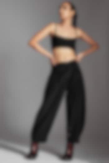 Black Organic Cotton Barrel Trousers by Chola at Pernia's Pop Up Shop