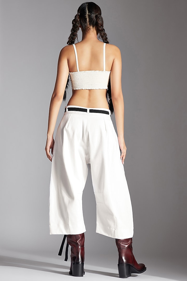 White Cotton Denim Barrel Trousers by Chola at Pernia's Pop Up Shop