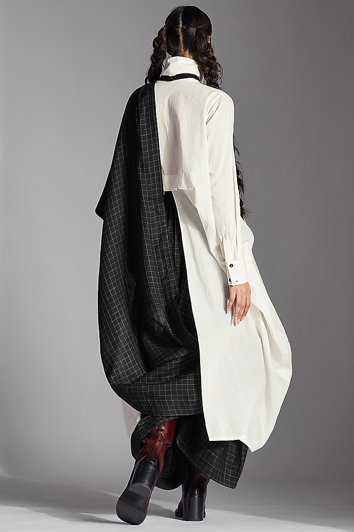 Black & White Linen Dhoti Skirt by Chola at Pernia's Pop Up Shop