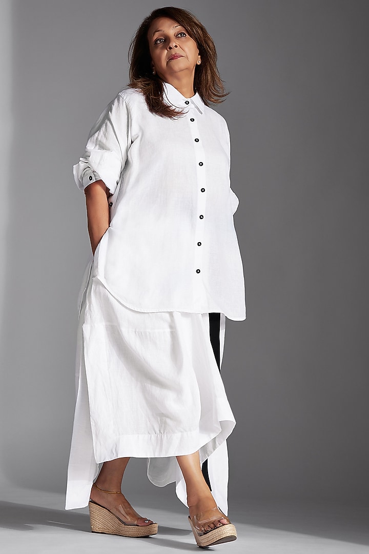 White Linen Dhoti Skirt by Chola at Pernia's Pop Up Shop