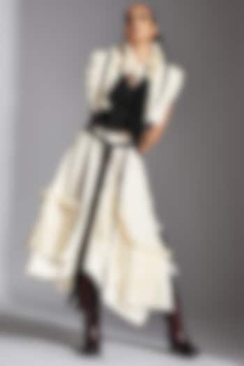 White Organic Cotton Asymmetrical Skirt by Chola at Pernia's Pop Up Shop