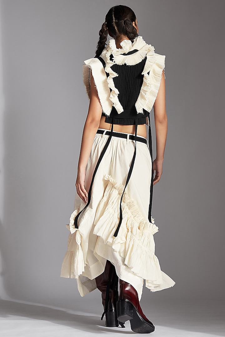 White Organic Cotton Asymmetrical Skirt by Chola at Pernia's Pop Up Shop