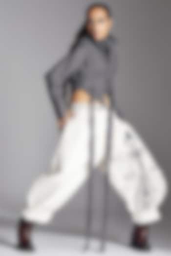 Dark Grey Linen Quilted Jacket by Chola at Pernia's Pop Up Shop