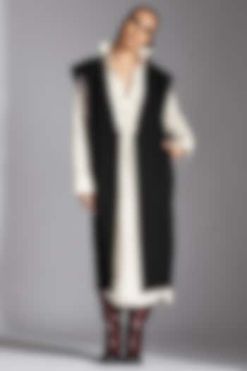 Black Organic Cotton Long Jacket by Chola at Pernia's Pop Up Shop