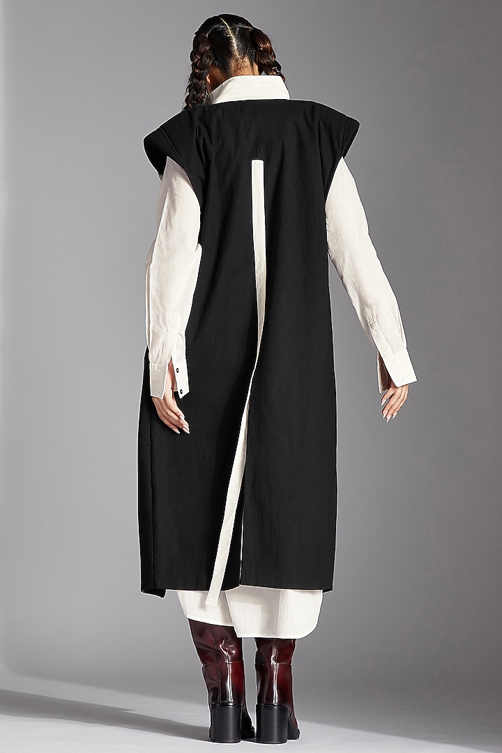 Black Organic Cotton Long Jacket by Chola at Pernia's Pop Up Shop