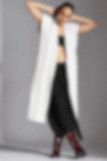 White Cotton Denim Long Jacket by Chola at Pernia's Pop Up Shop