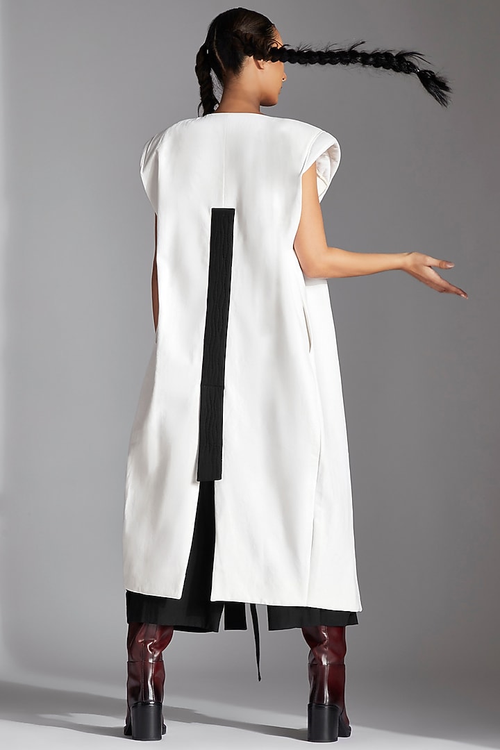 White Cotton Denim Long Jacket by Chola at Pernia's Pop Up Shop