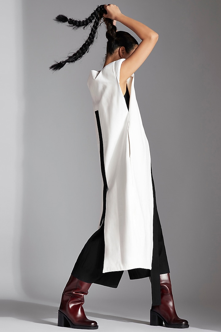 White Cotton Denim Long Jacket by Chola at Pernia's Pop Up Shop