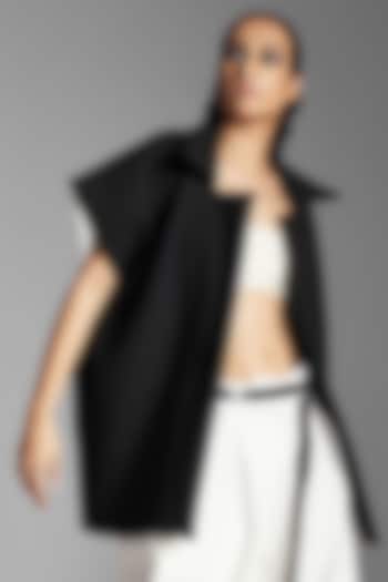 Black Organic Cotton Oversized Jacket by Chola at Pernia's Pop Up Shop
