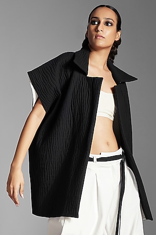 Black Organic Cotton Oversized Jacket by Chola