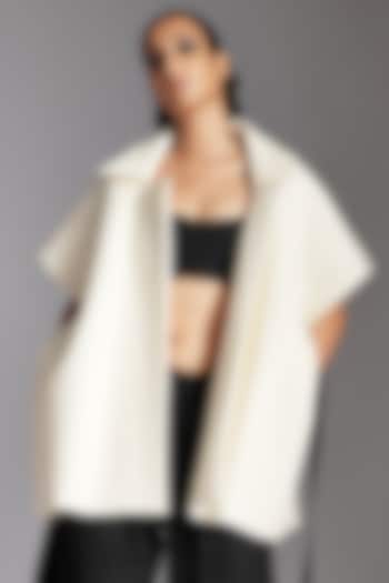 White Organic Cotton Oversized Jacket by Chola at Pernia's Pop Up Shop