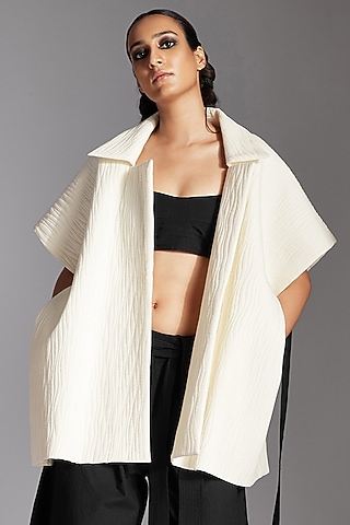 White Organic Cotton Oversized Jacket by Chola