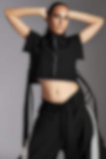 Black Organic Cotton Short Quilted Jacket by Chola at Pernia's Pop Up Shop