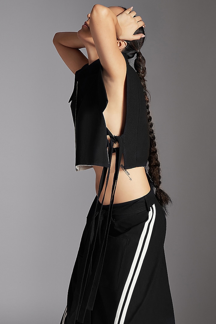Black Organic Cotton Short Quilted Jacket by Chola at Pernia's Pop Up Shop