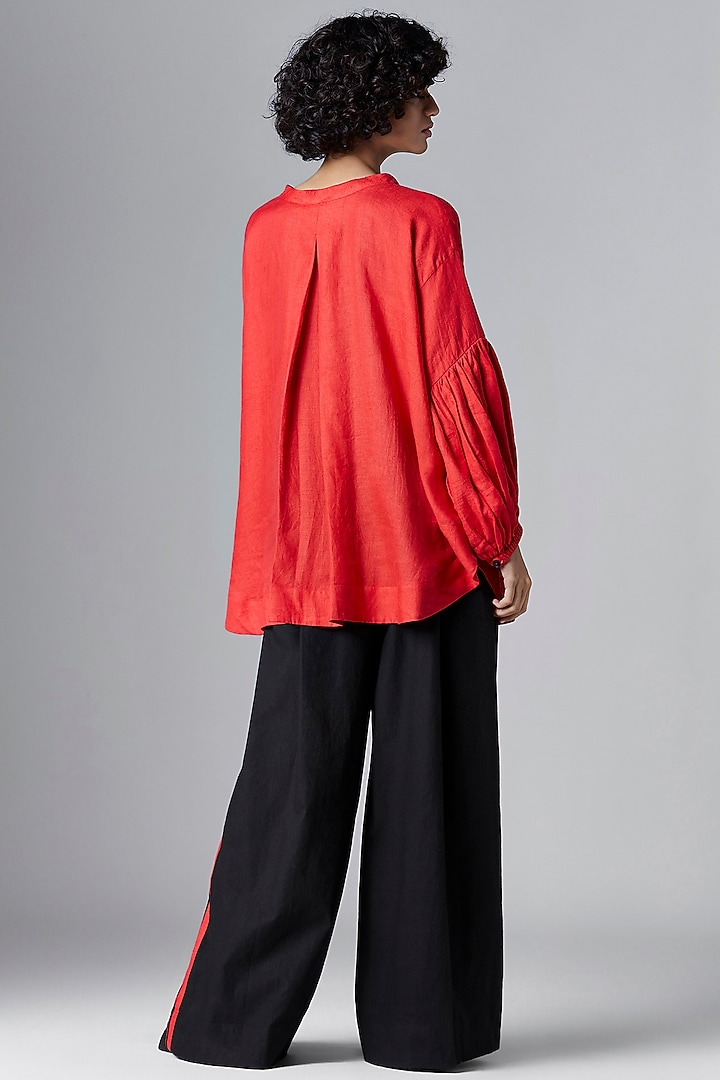 Light Red Linen Shirt by Chola at Pernia's Pop Up Shop