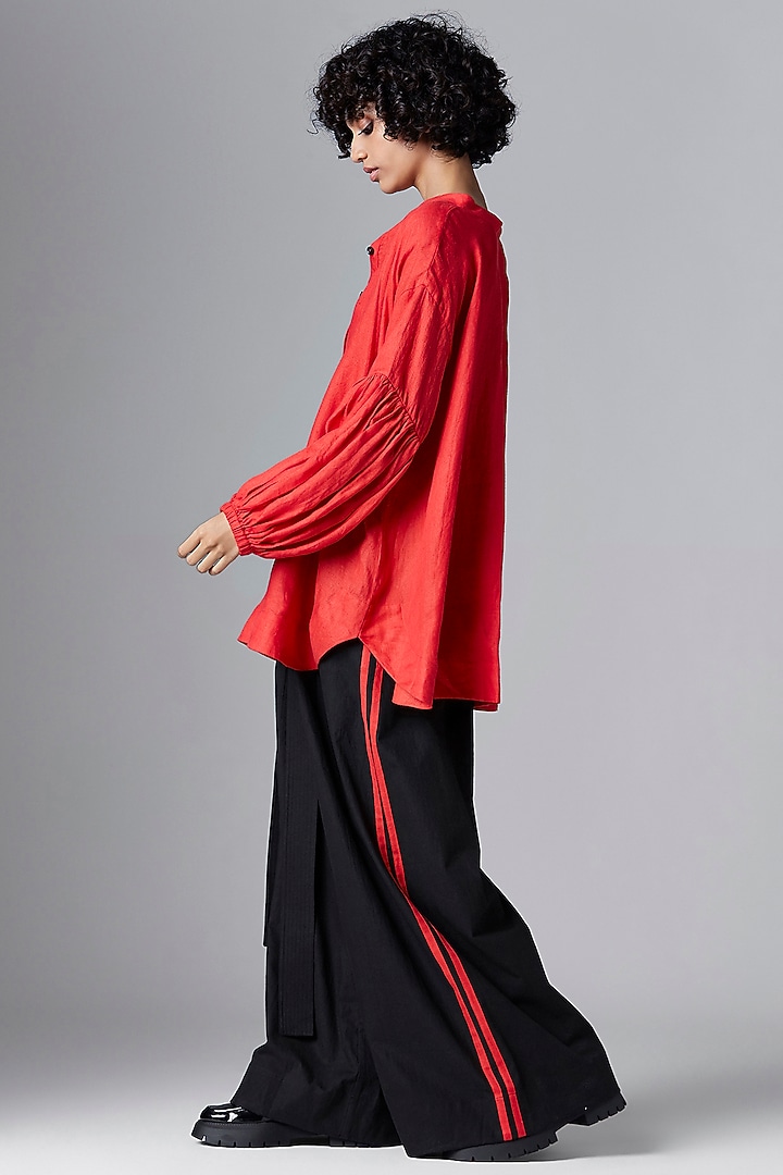 Light Red Linen Shirt by Chola at Pernia's Pop Up Shop