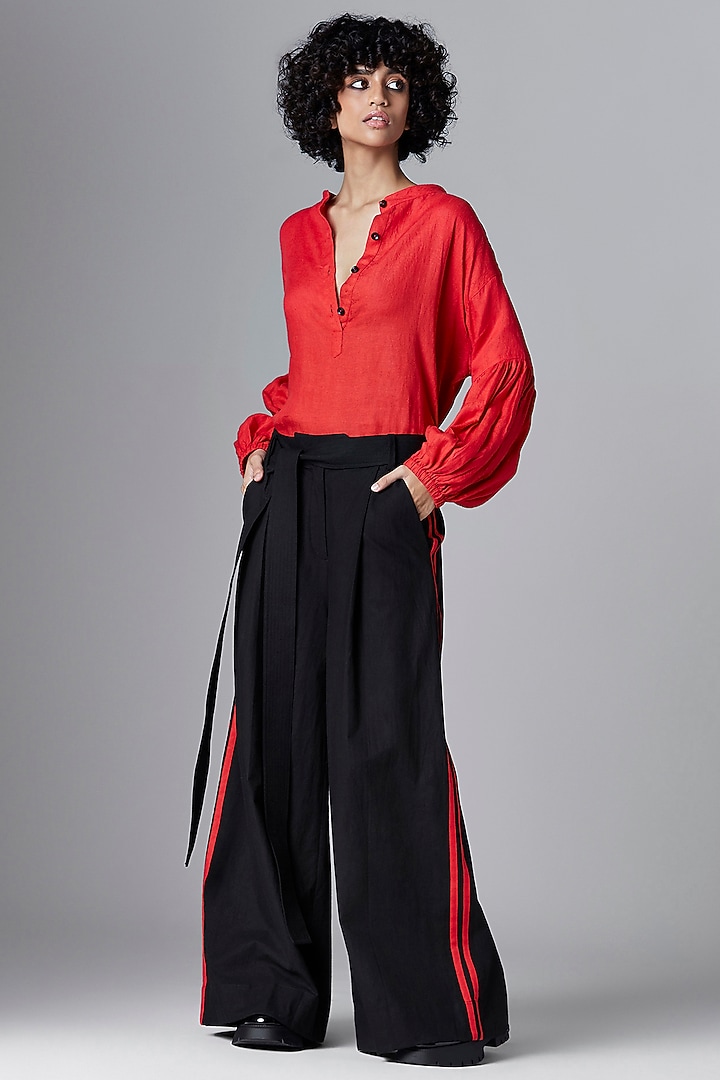 Light Red Linen Shirt by Chola at Pernia's Pop Up Shop