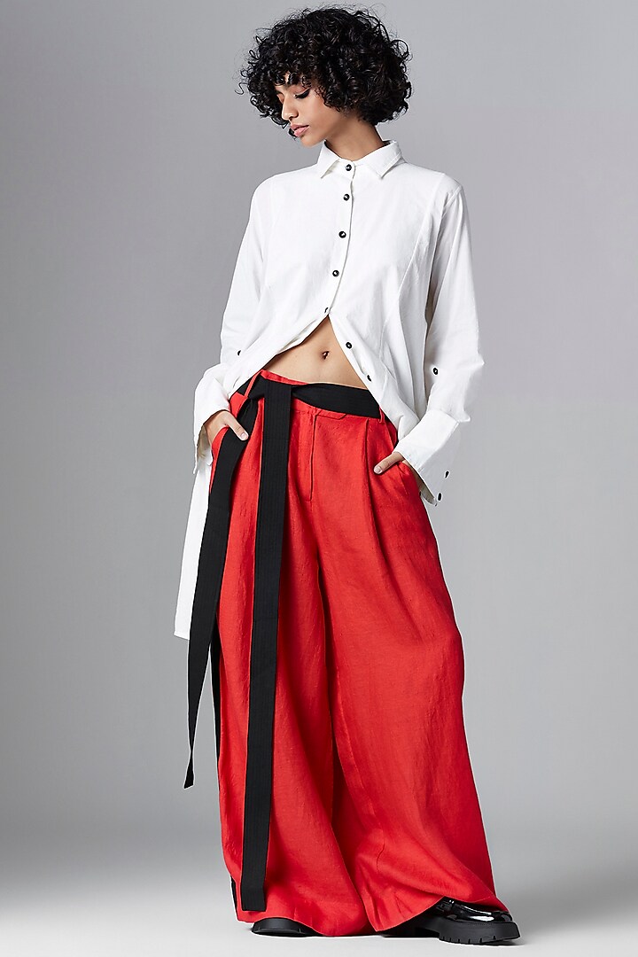 Light Red Linen Trousers by Chola