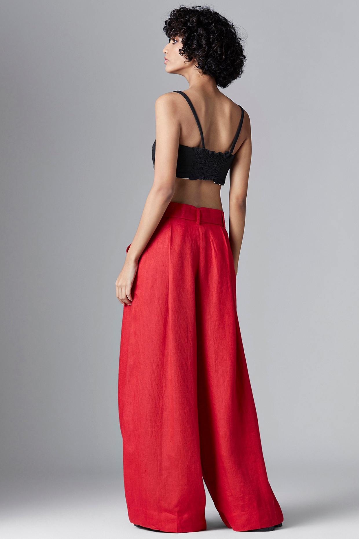 Buy Ladies Red Linen Trousers With Elasticated Waist and Belt Online in  India  Etsy