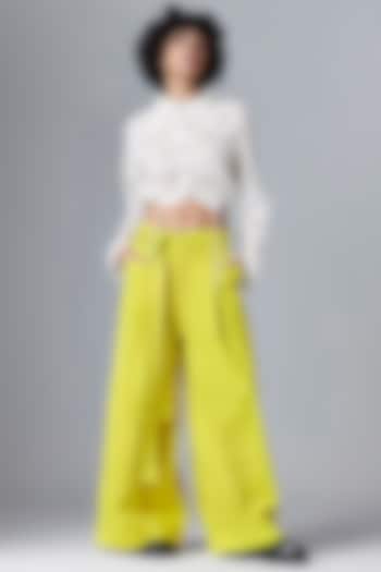 Yellow Organic Cotton Pleated Trousers by Chola