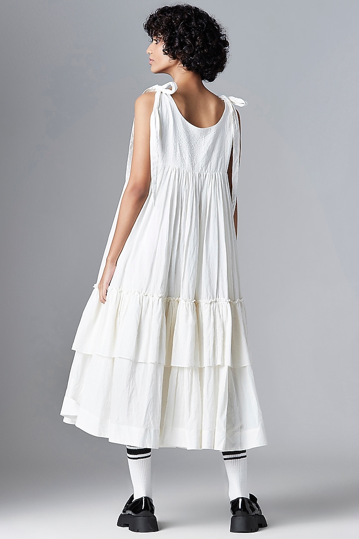 White Organic Cotton Midi Vacation Dress by Chola at Pernia's Pop Up Shop