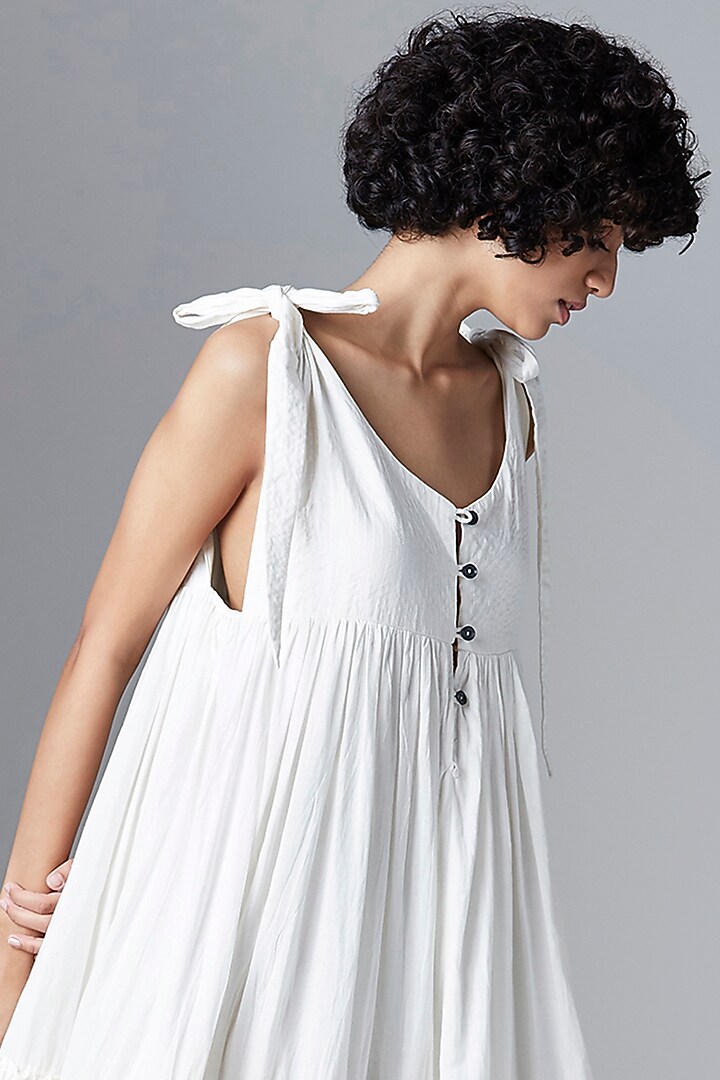 White Organic Cotton Midi Vacation Dress by Chola at Pernia's Pop Up Shop