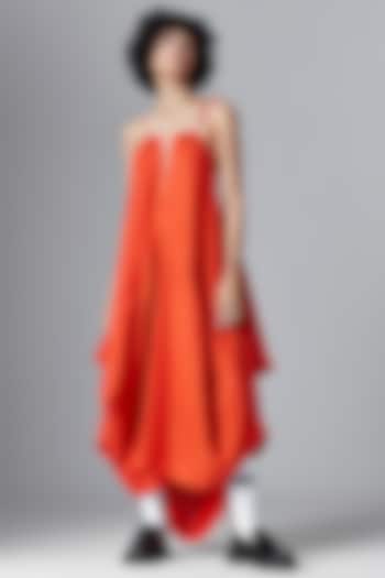 Orange Linen Vacation Dress by Chola at Pernia's Pop Up Shop