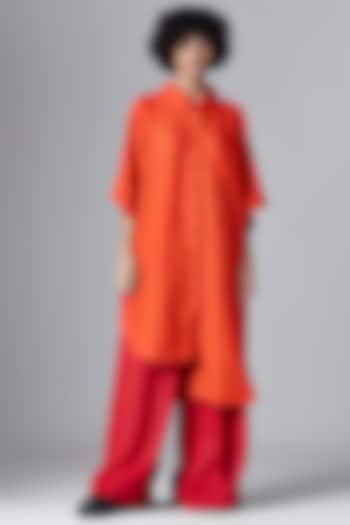 Orange Linen Shirt Tunic by Chola