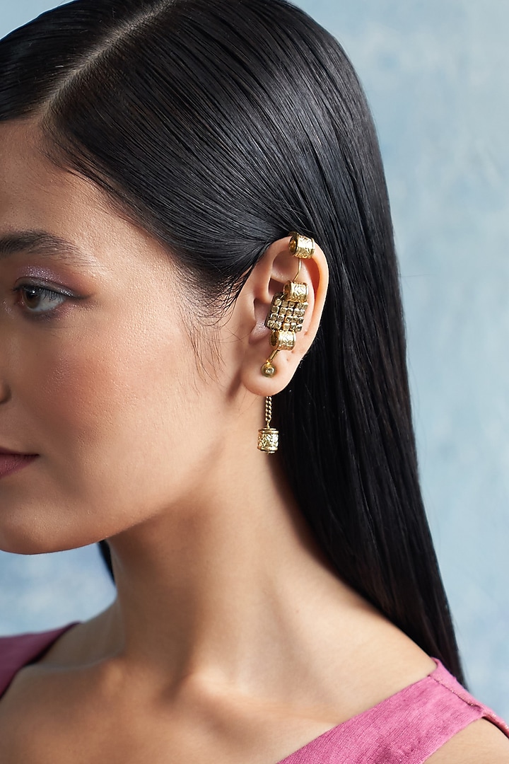 Gold Finish Aura Earcuffs by Charkhee Accessories