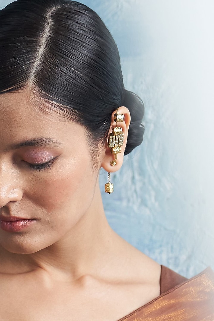 Gold Finish Aura Earcuffs by Charkhee Accessories at Pernia's Pop Up Shop