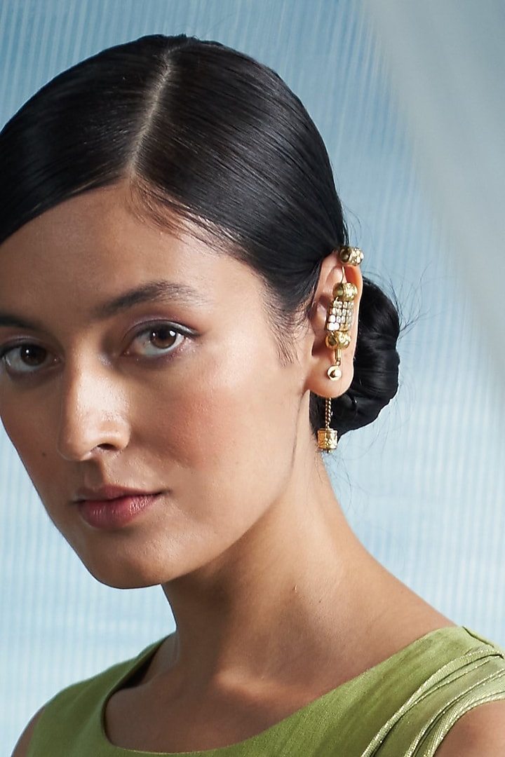 Gold Finish Aura Earcuffs by Charkhee Accessories at Pernia's Pop Up Shop