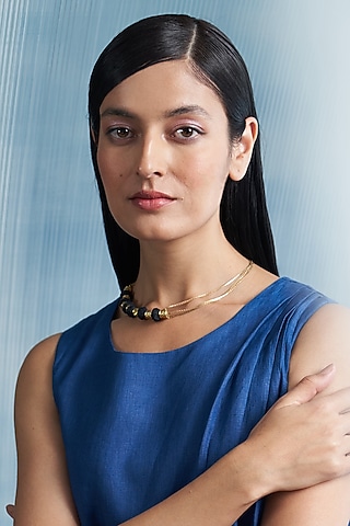 Gold Finish Aura Chimes Necklace by Charkhee Accessories