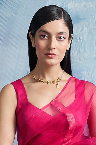 Gold Finish Aura Elemental Necklace by Charkhee Accessories
