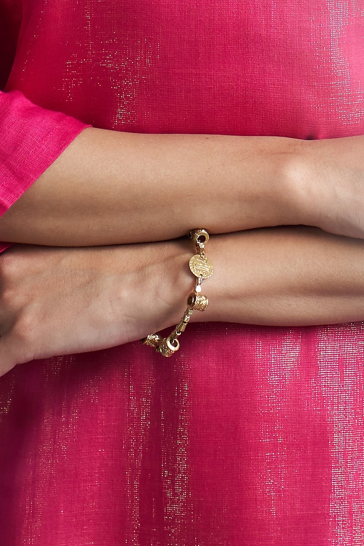 Gold Finish Aura Bangle by Charkhee Accessories