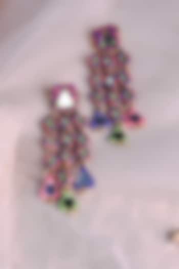 Multi-Colored Embroidered Dangler Earrings by Charkhee Accessories at Pernia's Pop Up Shop