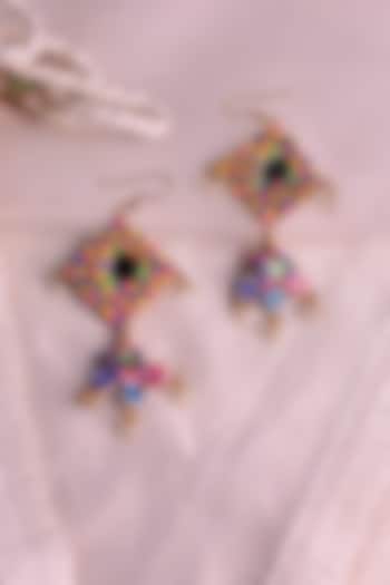 Multi-Colored Embroidered Dangler Earrings by Charkhee Accessories at Pernia's Pop Up Shop