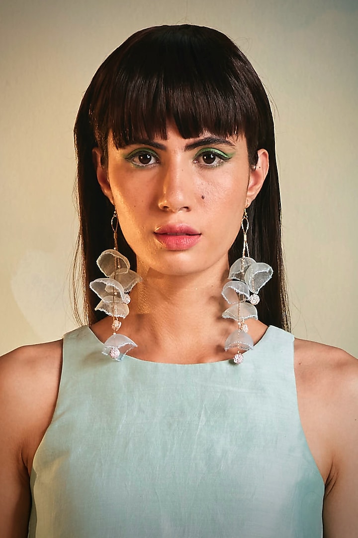 Aqua Green Sequinned Dangler Earrings by Charkhee Accessories