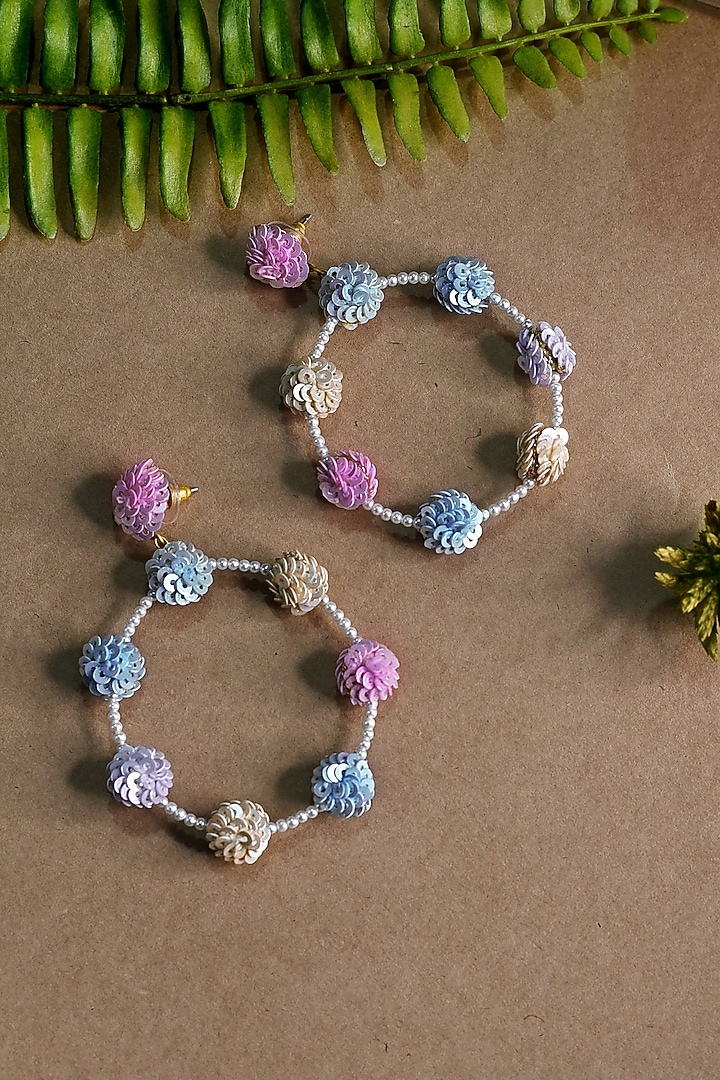 Multi-Colored Hand Embroidered Chandbaali Earrings by Charkhee Accessories at Pernia's Pop Up Shop